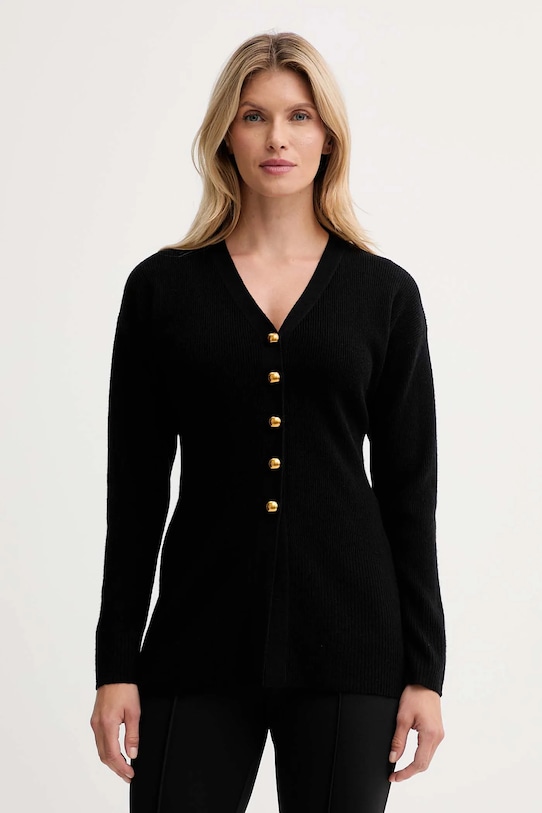 ISABELLE BLANCHE kardigan z dodatkiem wełny cienka czarny IS25FW.M154.F008