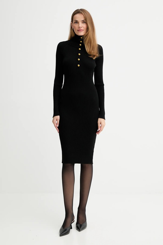 ISABELLE BLANCHE sukienka wełniana casual czarny IS25FW.M165.F009