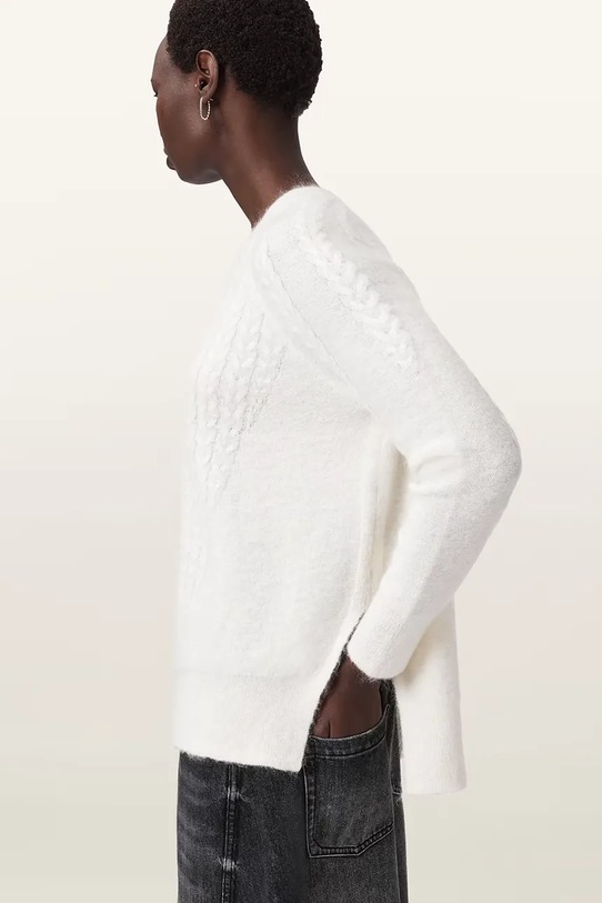 Svetr s příměsí mohéru AllSaints KIT bílá W014KD