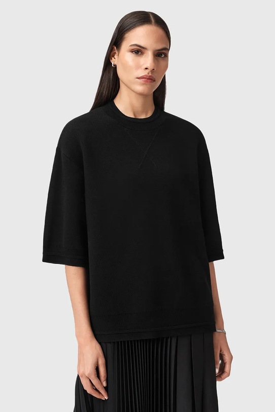 AllSaints sweter NIKA okrągły czarny W011KD
