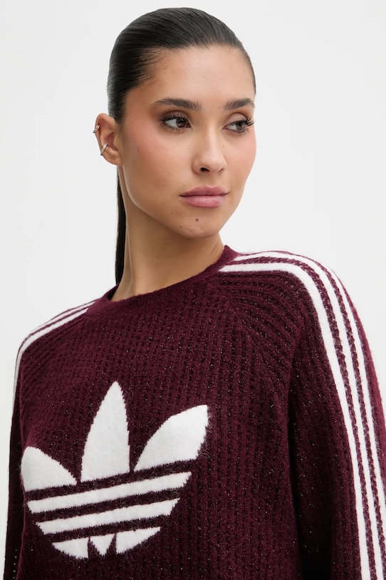 adidas Originals sweter z domieszką wełny bordowy KS7805