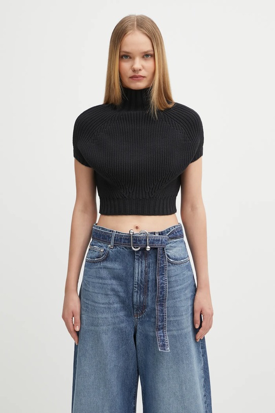 Sportmax sweter FULMINE gładkie czarny 2522366031600