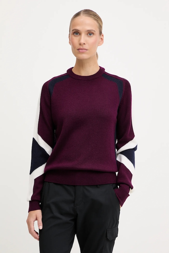 Fusalp sweter wełniany Rivena wzorzyste bordowy I1113