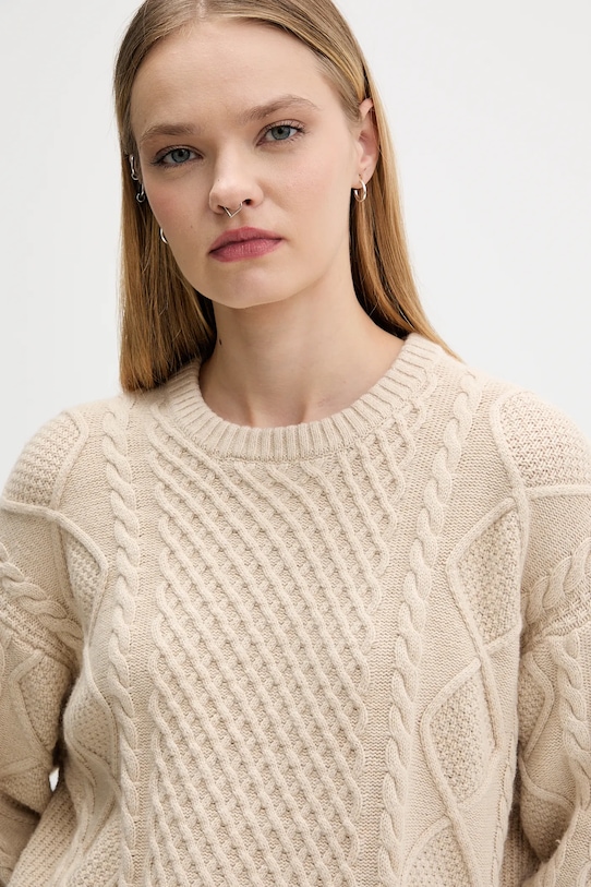 Guess Jeans sweter z dodatkiem wełny beżowy W5BR09.Z0561