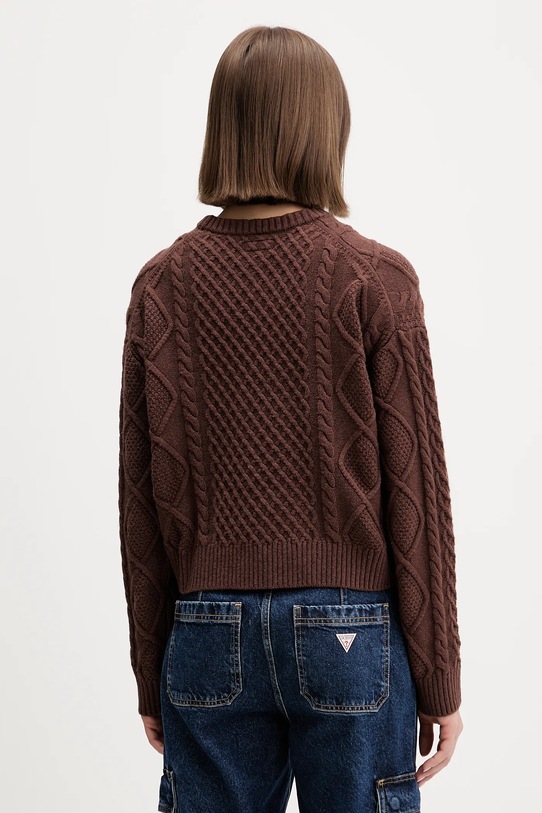 Odzież Guess Jeans sweter z dodatkiem wełny W5BR09.Z0561 brązowy