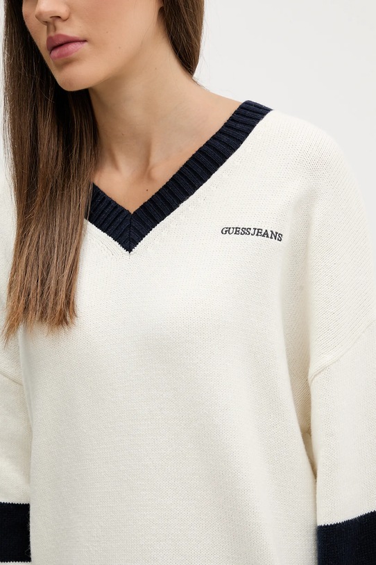 Guess Jeans sweter z dodatkiem wełny W5BR10.Z0561 beżowy