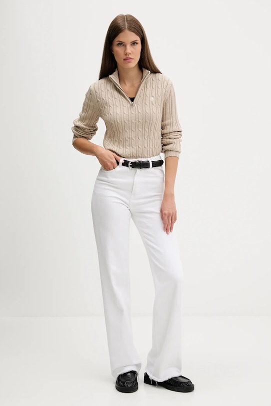 Guess Jeans sweter bawełniany W5BR13.Z3HM1 beżowy AW25