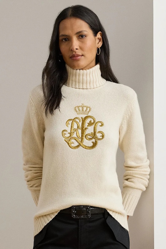 Светр із додаванням вовни Lauren Ralph Lauren середньої щільності бежевий 200979687