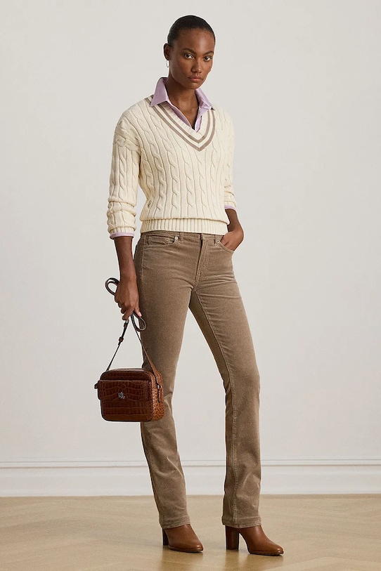 Одежда Хлопковый свитер Lauren Ralph Lauren 200979662 бежевый