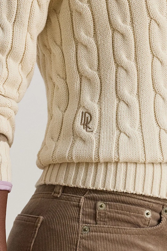 Хлопковый свитер Lauren Ralph Lauren бежевый 200979662