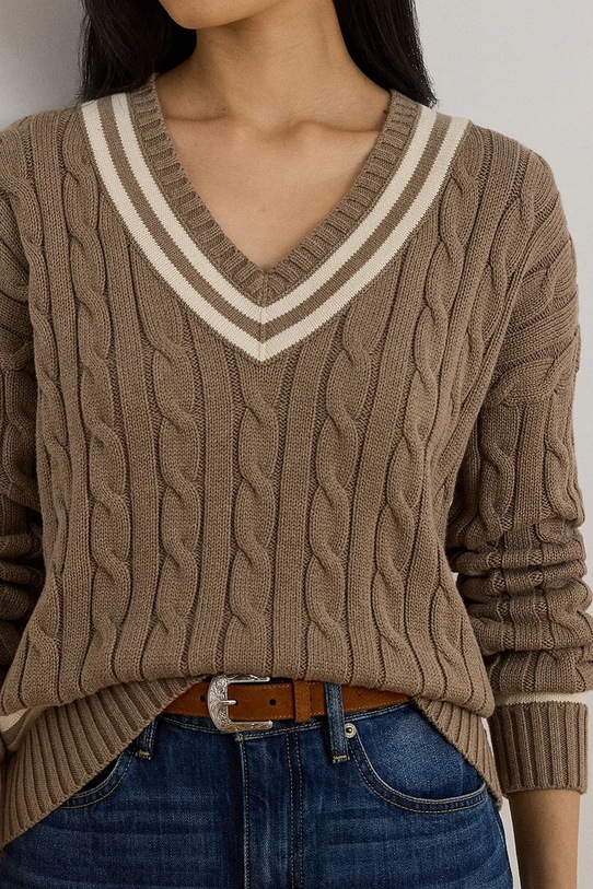 Lauren Ralph Lauren sweter bawełniany beżowy 200979662