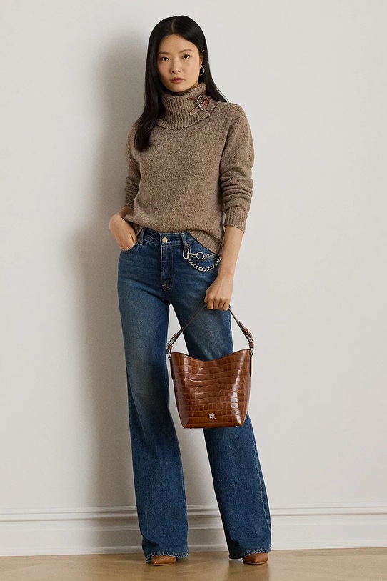Ρούχα Πουλόβερ με προσθήκη μαλλιού Lauren Ralph Lauren 200979663 καφέ