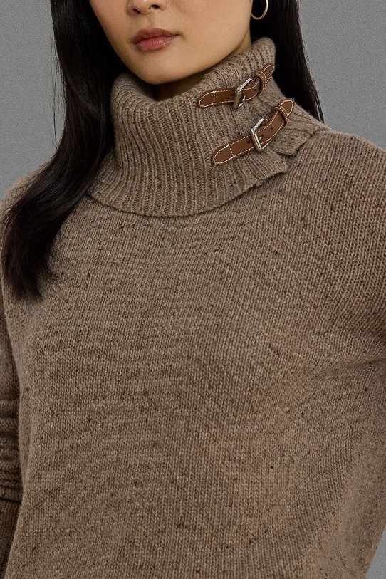 Πουλόβερ με προσθήκη μαλλιού Lauren Ralph Lauren καφέ 200979663