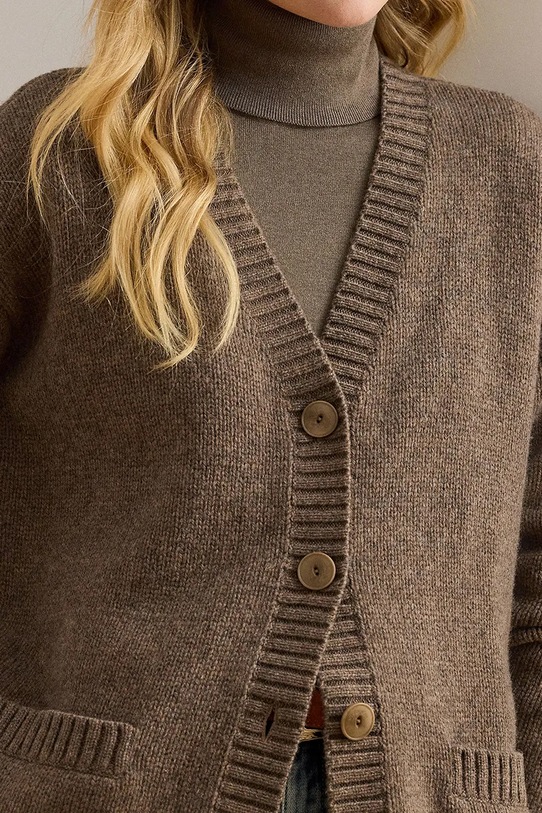 Ζακέτα με προσθήκη μαλλιού Lauren Ralph Lauren καφέ 200979672