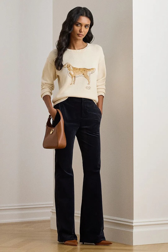 Одежда Хлопковый свитер Lauren Ralph Lauren 200P02074 бежевый