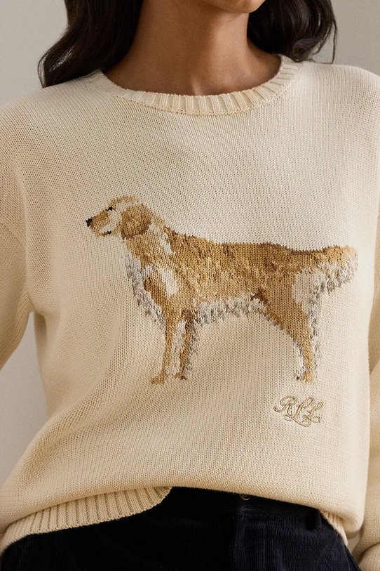 Хлопковый свитер Lauren Ralph Lauren бежевый 200P02074