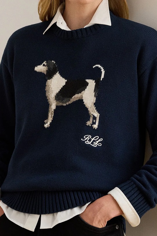 Βαμβακερό πουλόβερ Lauren Ralph Lauren σκούρο μπλε 200P02075