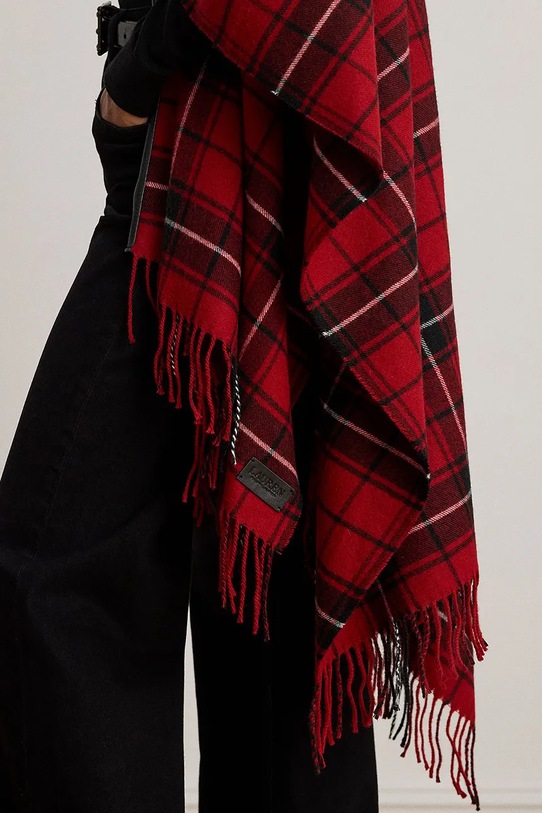 Lauren Ralph Lauren poncho z dodatkiem wełny bordowy 454960130