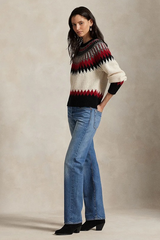 Odzież Polo Ralph Lauren sweter damski wełniany 211978311 beżowy