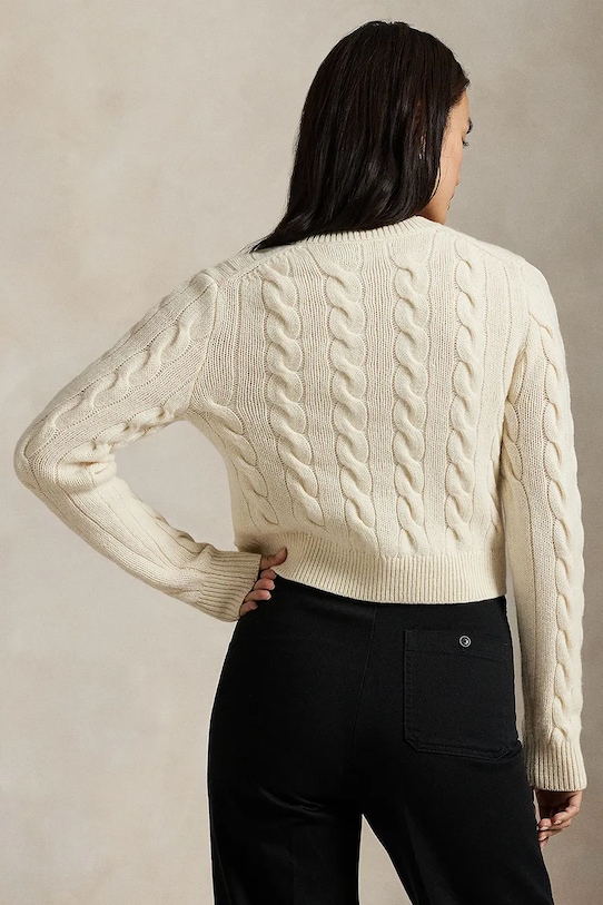 Polo Ralph Lauren kardigan wełniany 211978312 biały AW25