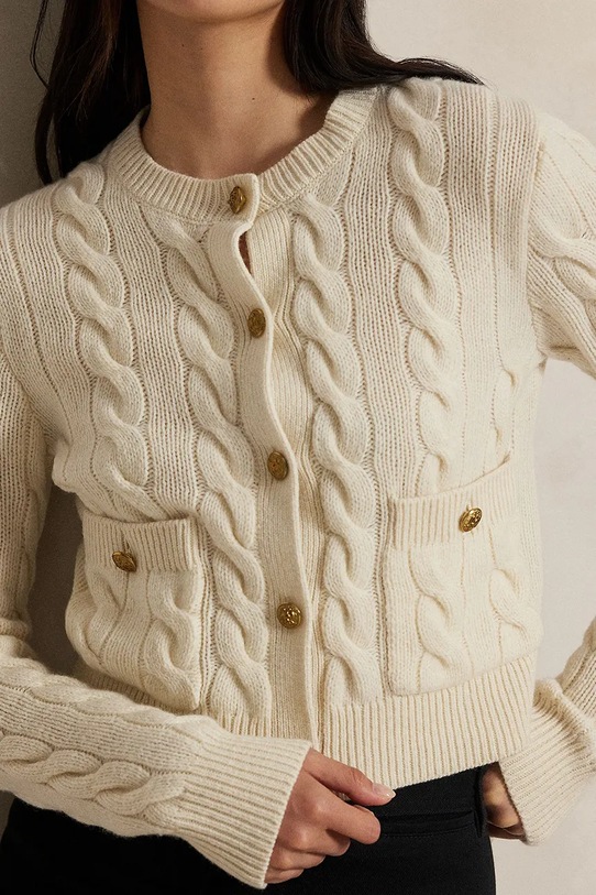 Μάλλινη ζακέτα Polo Ralph Lauren λευκό 211978312