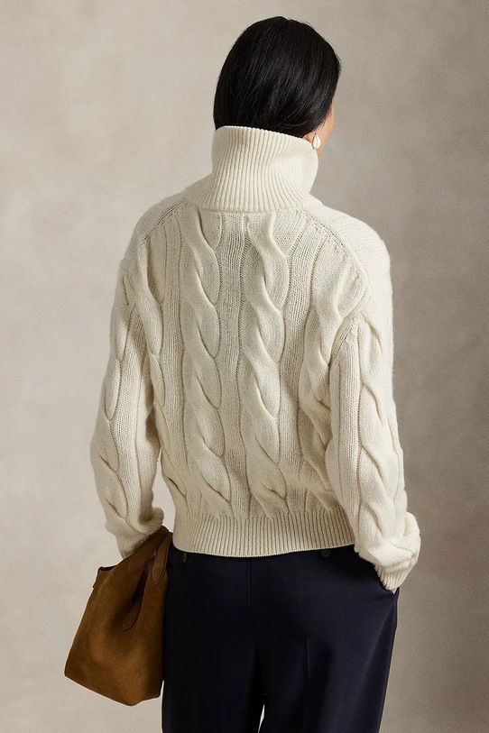 Μάλλινη ζακέτα Polo Ralph Lauren 211978313 λευκό AW25