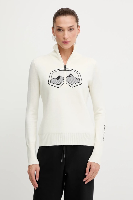 BOGNER Fire+Ice sweter z dodatkiem wełny AZRA drobny wzór beżowy 84538499