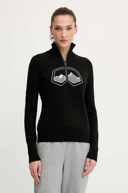 BOGNER Fire+Ice sweter z dodatkiem wełny AZRA drobny wzór czarny 84538499