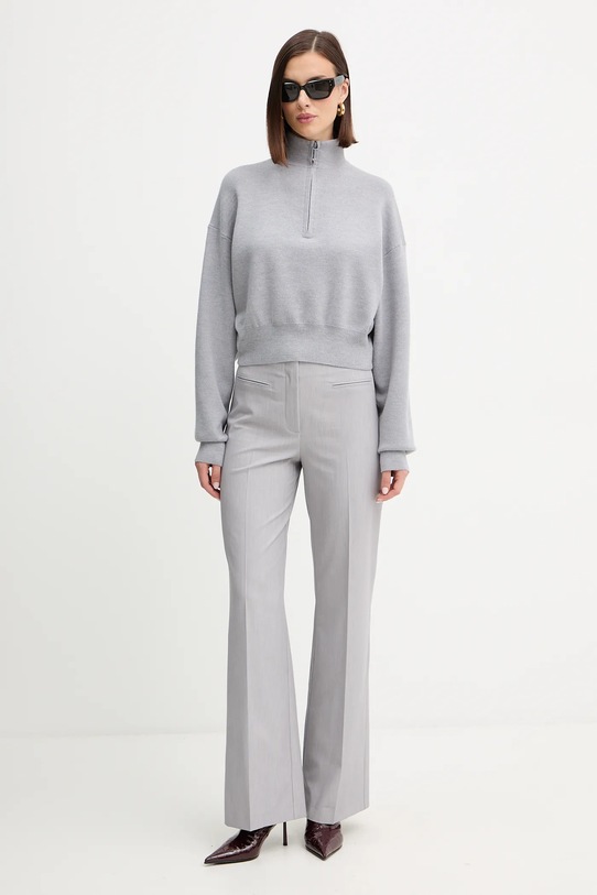 Victoria Beckham sweter z dodatkiem wełny 1425KJU006610B szary AW25