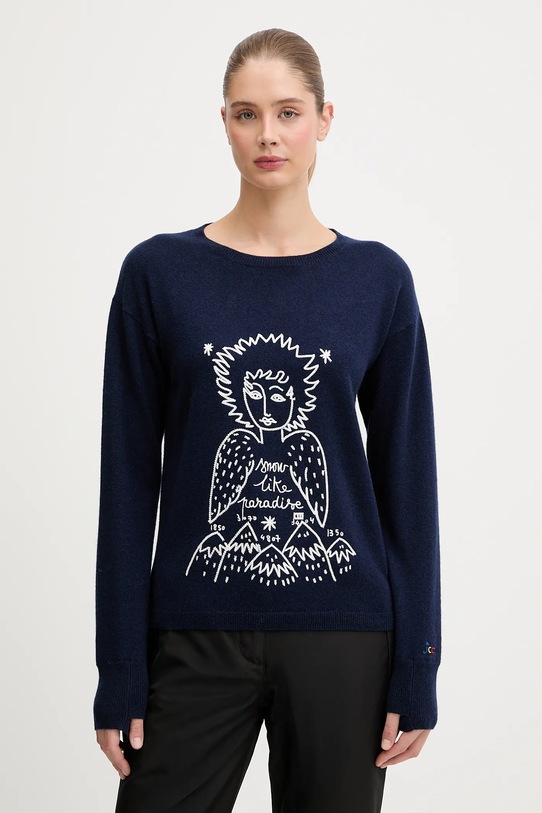 Rossignol sweter wełniany JCC okrągły granatowy RLOWO09