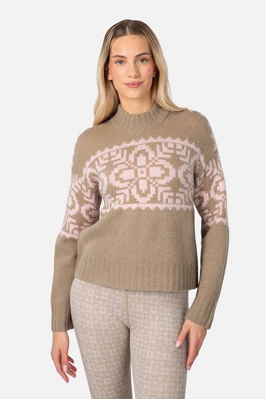 Kari Traa sweter z dodatkiem wełny DISA półgolf zielony 623885