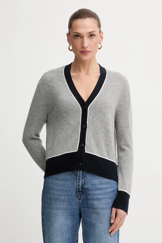 FROM FUTURE kardigan kaszmirowy wzorzyste szary WPC03361