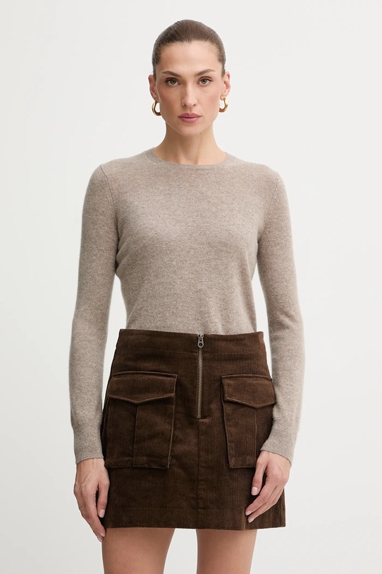 FROM FUTURE sweter kaszmirowy okrągły brązowy WPR00019