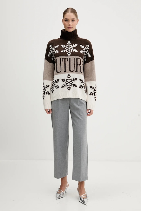 FROM FUTURE sweter kaszmirowy WPL03334 brązowy AW25