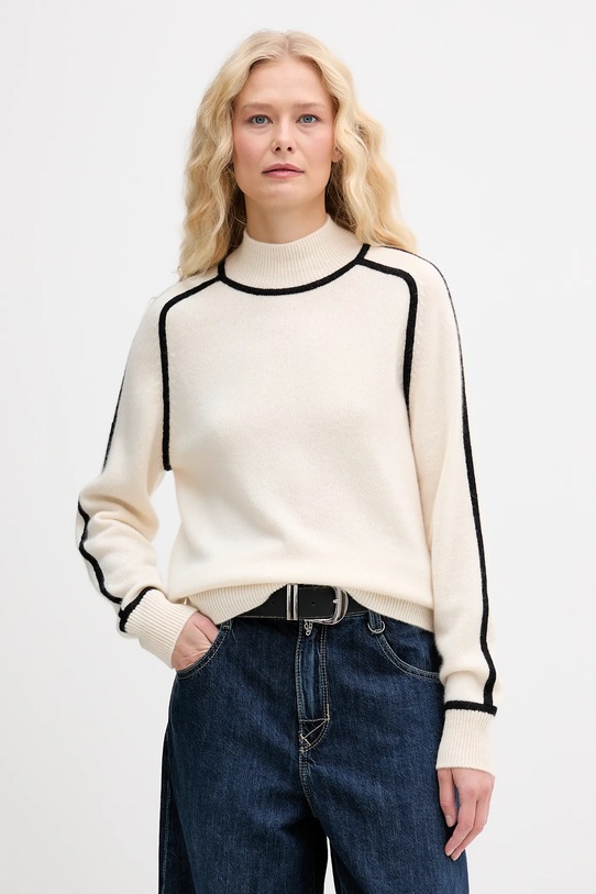 FROM FUTURE sweter kaszmirowy wełna beżowy WPM02443