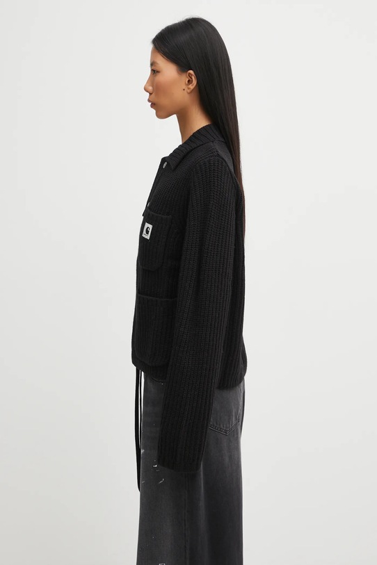 Carhartt WIP kardigan z dodatkiem wełny W' Michigan Sweater I035379.89XX czarny AW25