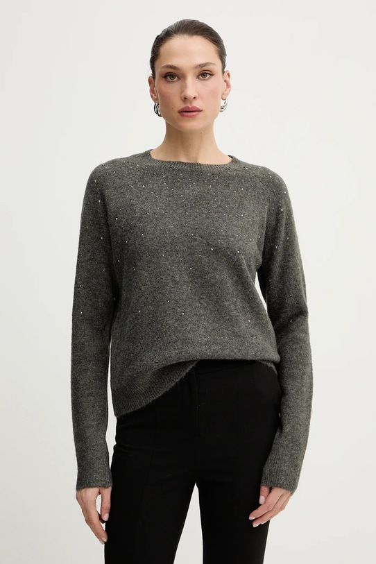 Светр з домішкою вовни Morgan аплікація сірий MFETE