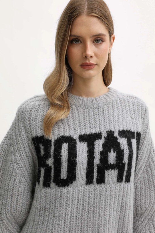 Rotate sweter z dodatkiem wełny szary 114641039