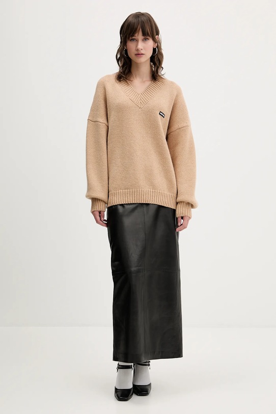 Rotate sweter wełniany 1147631753 beżowy AW25