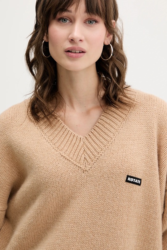Rotate sweter wełniany beżowy 1147631753