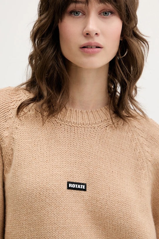 Rotate sweter z dodatkiem wełny beżowy 1147411753