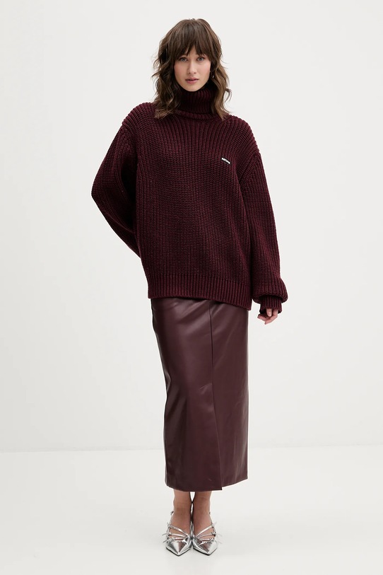 Rotate sweter z dodatkiem wełny 1147342734 bordowy AW25