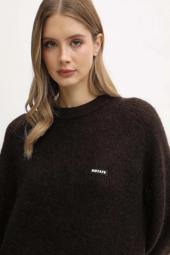 Rotate sweter z dodatkiem wełny brązowy 1146392910