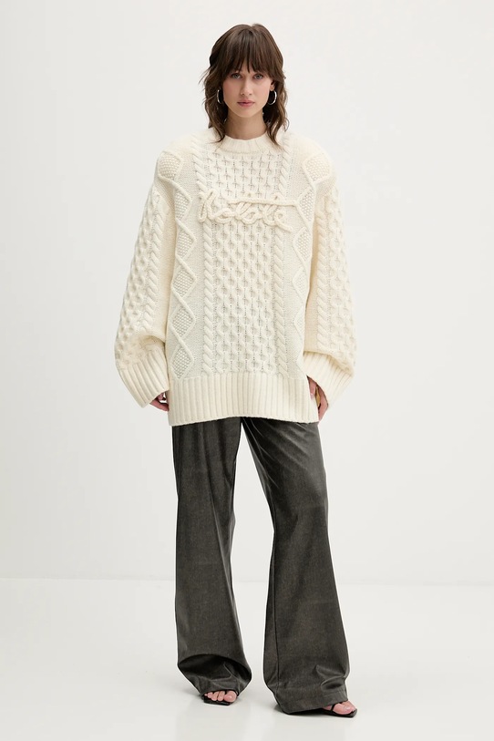 Rotate sweter z dodatkiem wełny 114301857 beżowy AW25