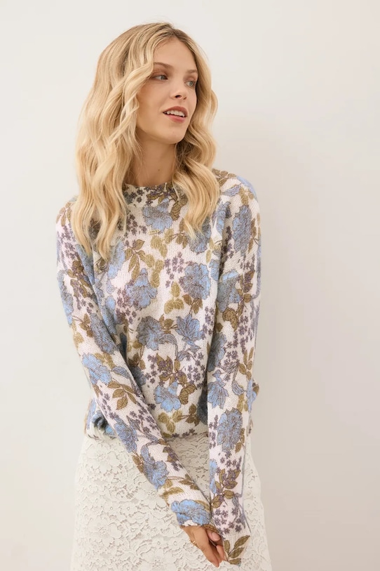 Bizuu sweter z dodatkiem wełny MENTON MENTON.KREMOWY niebieski AW25