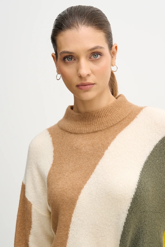 Pulover s dodatkom vune United Colors of Benetton bež 11CZE10ER