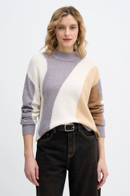 Pulover s dodatkom vune United Colors of Benetton okrugli siva 11CZE10ER