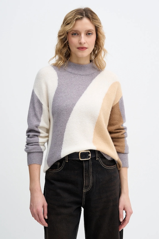 Pulover s dodatkom vune United Colors of Benetton okrugli siva 11CZE10ER