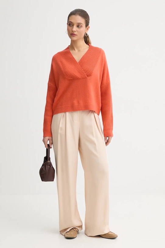 United Colors of Benetton sweter z dodatkiem wełny szpic pomarańczowy 1444D403H