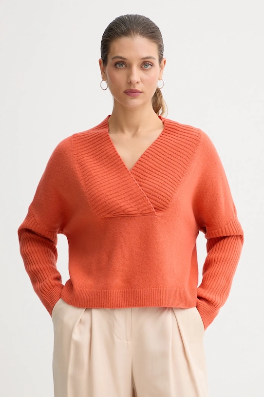United Colors of Benetton sweter z dodatkiem wełny 1444D403H pomarańczowy AW25